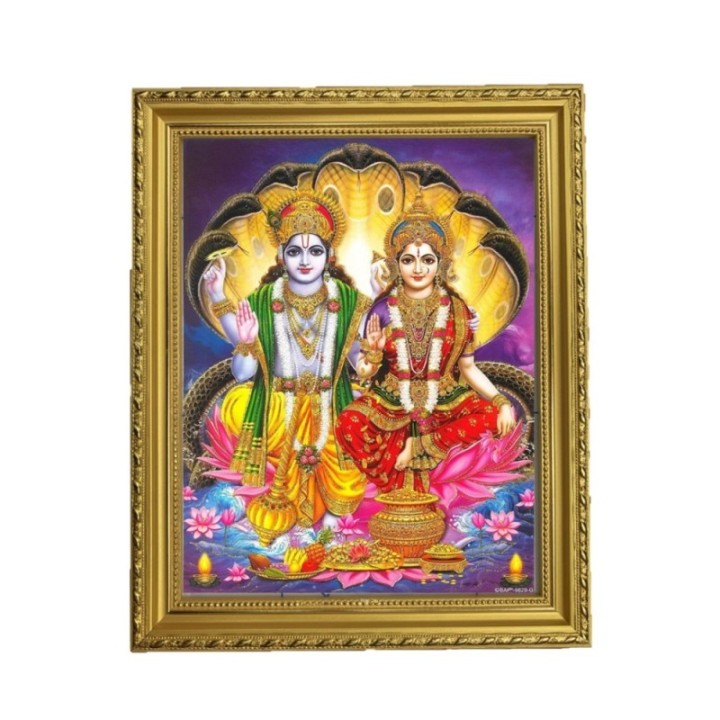 Satvik Lord Vishnu (Narayan) and Goddess Lakshmi Ji Designer Golden