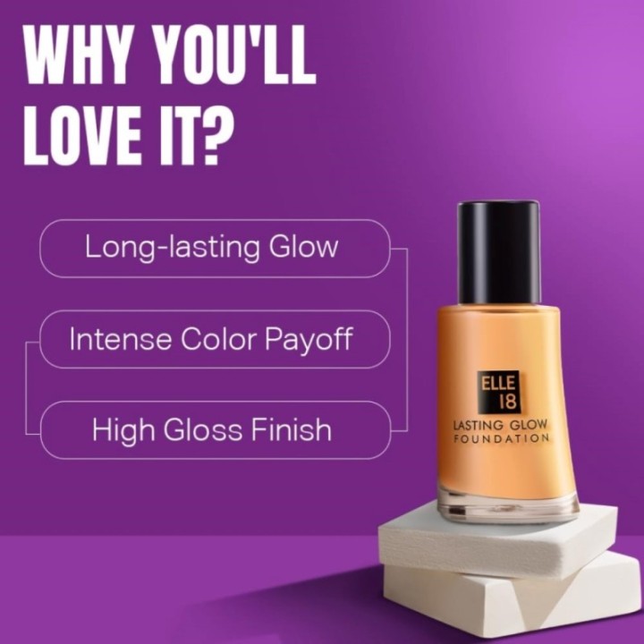 Elle 18 Lasting Glow Liquid Radiant Full Coverage Foundation for All