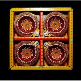 Satvik Colorful Clay Diwali Diyas (Gift Box Set)