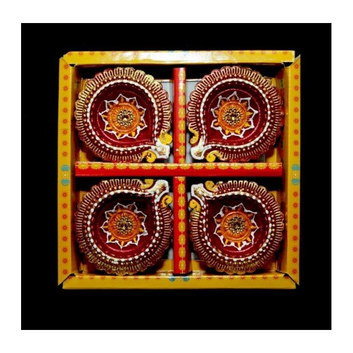 Satvik Colorful Clay Diwali Diyas (Gift Box Set)