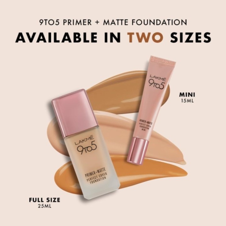 Lakmé 9-5 P+m Fdn Cool Rose, Full Coverage, Matte Finish, Lotion