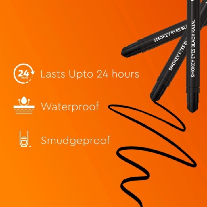 Vlcc Smokey Eyes Black Kajal - Intense Black Color Long Lasting