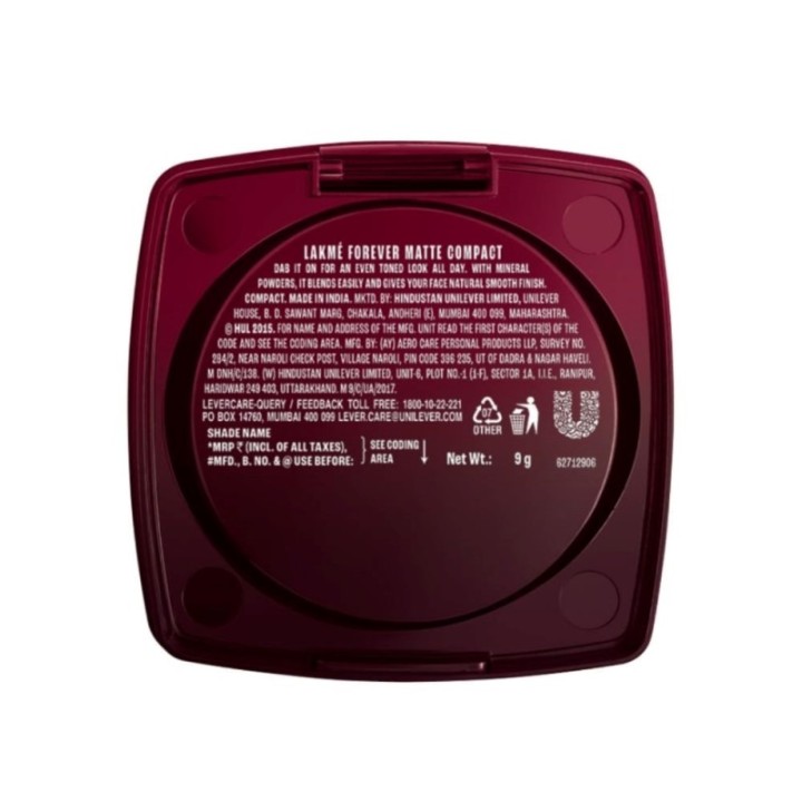 Lakmé Forever Matte Compact, Smooth Finish, for All Skin Lasts for 12 Hrs, Even Toned Look, Natural Pearl
