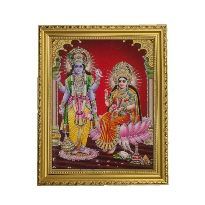 Satvik Lord Vishnu (Narayan) and Goddess Lakshmi Ji Designer Wooden