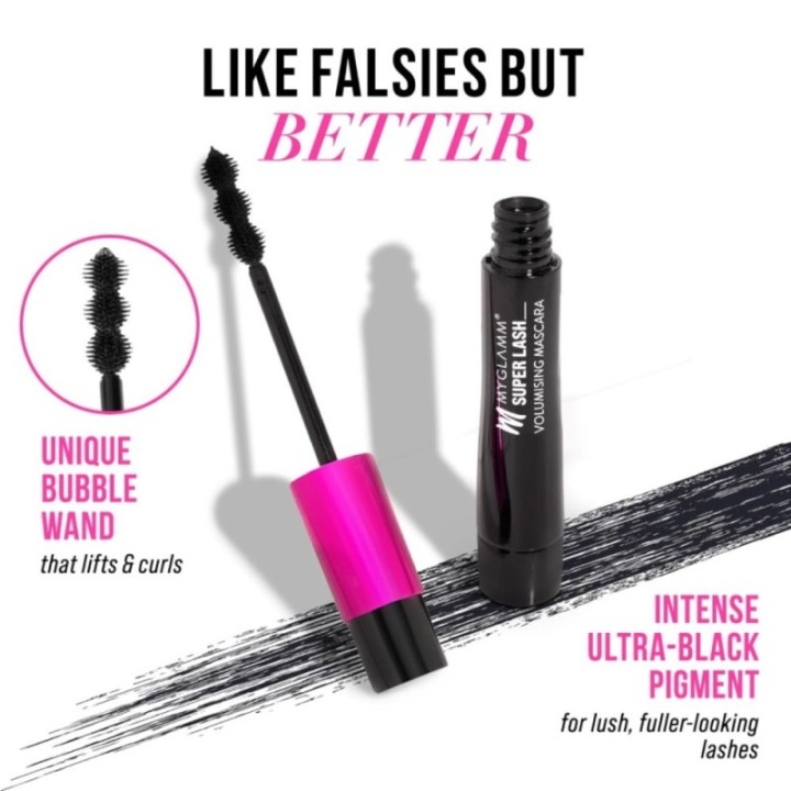 Myglamm Super Lash Volumising Mascara (Black Shade) Waterproof, Long