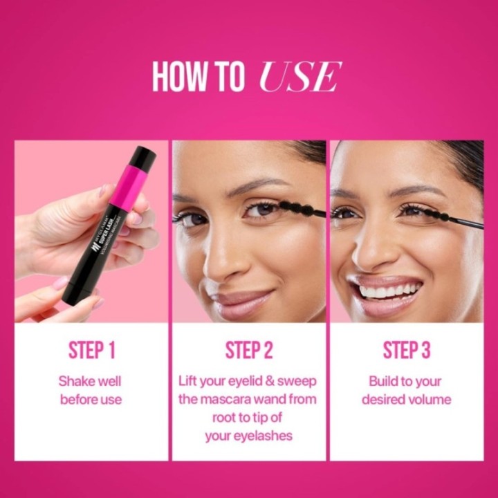 Myglamm Super Lash Volumising Mascara (Black Shade) Waterproof, Long