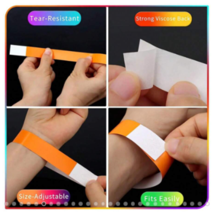 Tyvek Paper Wristbands – Waterproof Adhesive Event Armbands