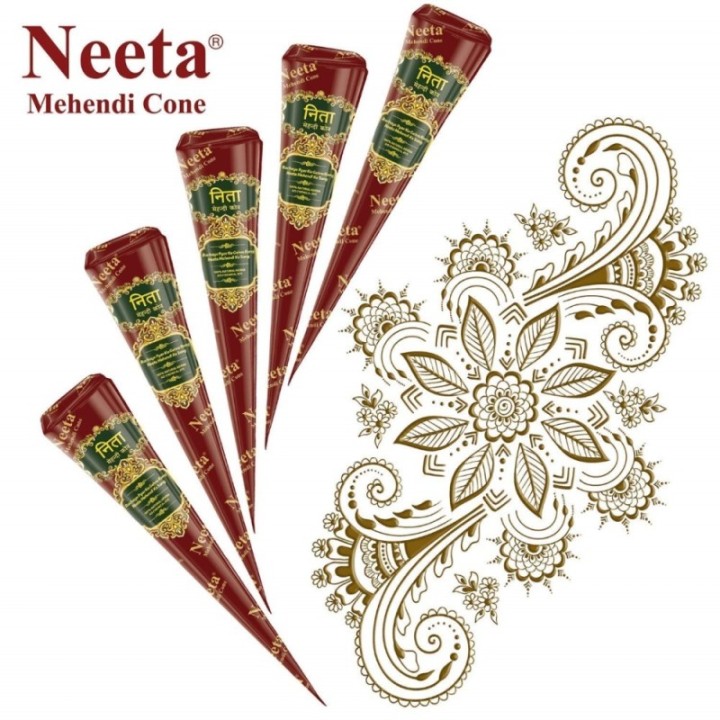 Neeta Natural Henna Mehandi Cone for Hand Designing, Wedding in 1 Box
