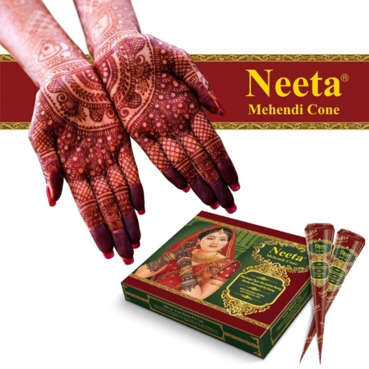 Neeta Natural Henna Mehandi Cone for Hand Designing, Wedding in 1 Box