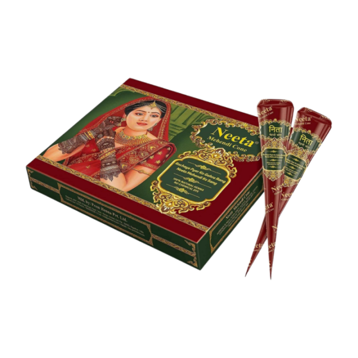 Neeta Natural Henna Mehandi Cone for Hand Designing, Wedding in 2 Box