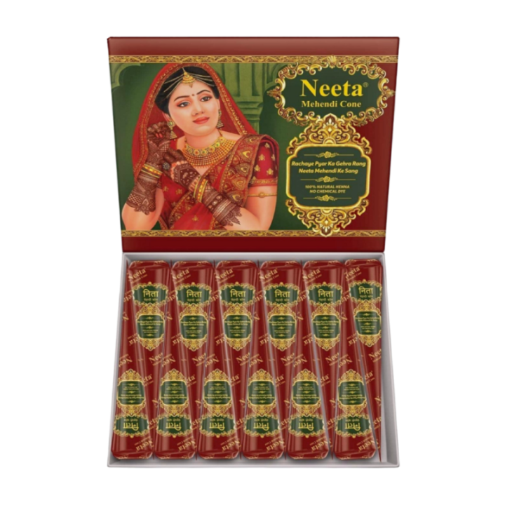 Neeta Natural Henna Mehandi Cone for Hand Designing, Wedding in 2 Box