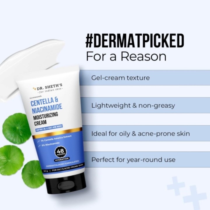 Dr. Sheth's Centella and Niacinamide Moisturizing Cream for Oily