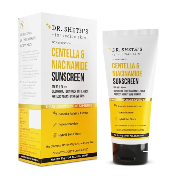 Dr Sheth's Centella & Niacinamide Sunscreen SPF 50 PA+++ for Oily