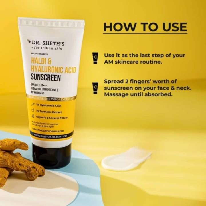 Dr. Sheth's Haldi & Hyaluronic Acid Sunscreen with 1% Hyaluronic Acid
