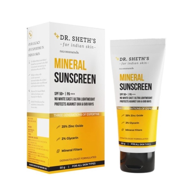 Dr. Sheth's Mineral Sunscreen SPF 50 PA+++ Water Proof Sunscreen No