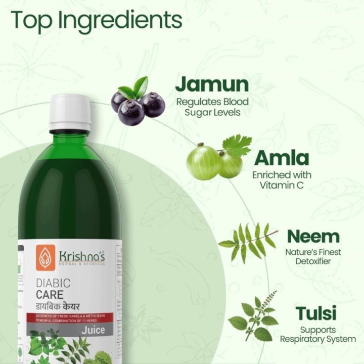 Krishna's Diabic Care Juice - Blend of 11 Herbs Methi, Amla, Karela
