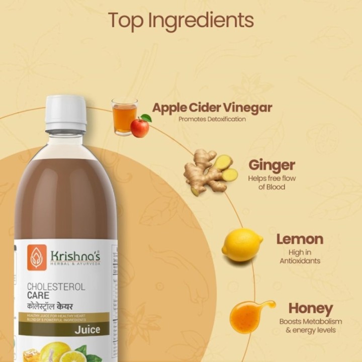 Krishna's Herbal & Ayurveda Cholesterol Care Juice - Contains Honey