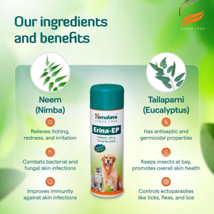 Himalaya Erina-Ep Powder Tick & Flea Control for Dogs & Cats