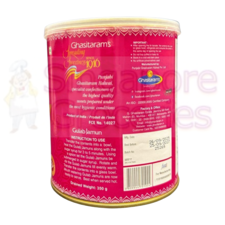 Ghasitaram's Gulab Jamun Authentic Indian Sweet Dish Pack of Perfect