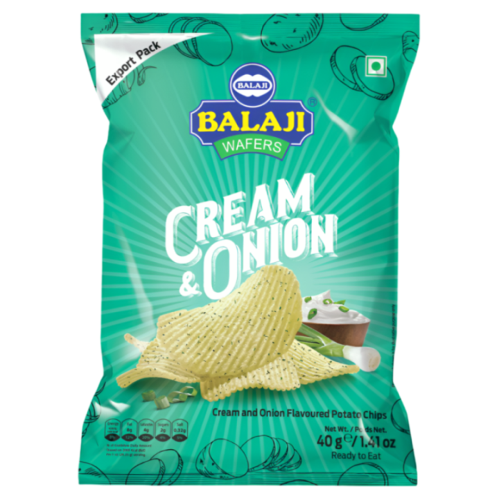 Balaji Wafers Cream & Onion Flavor Crispy Potato Chips - Trans Fat