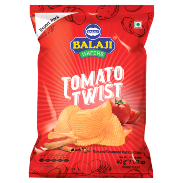 Balaji Wafers Tomato Twist Flavor Crispy Potato Chips - Trans Fat