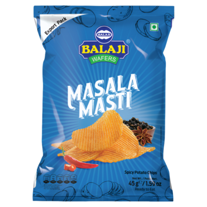 Balaji Masala Masti Crispy Potato Chips with Spicy Dipping Sauce