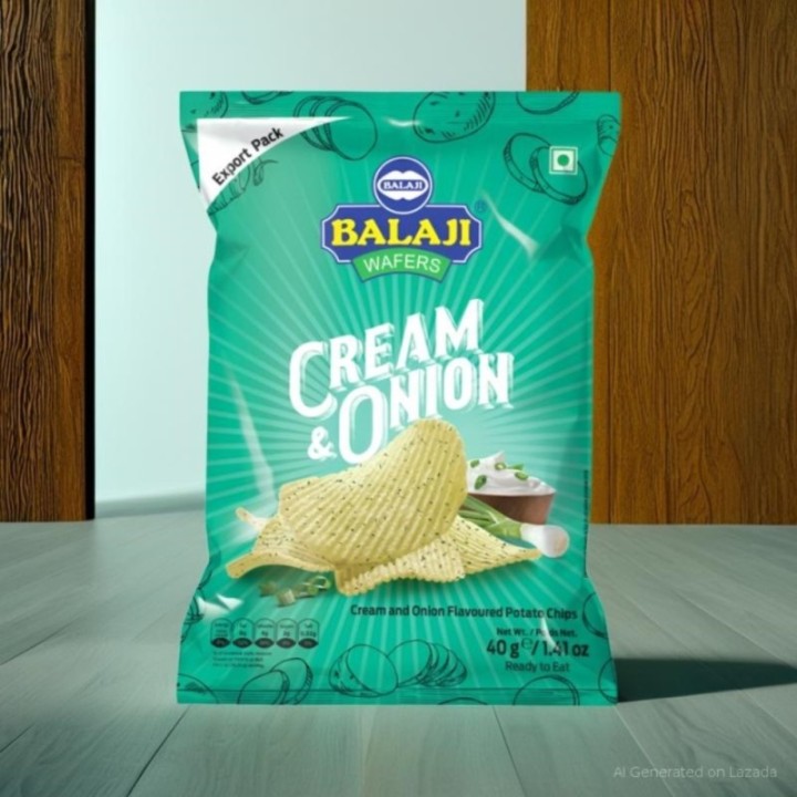 Balaji Wafers Cream & Onion Flavor Crispy Potato Chips - Trans Fat
