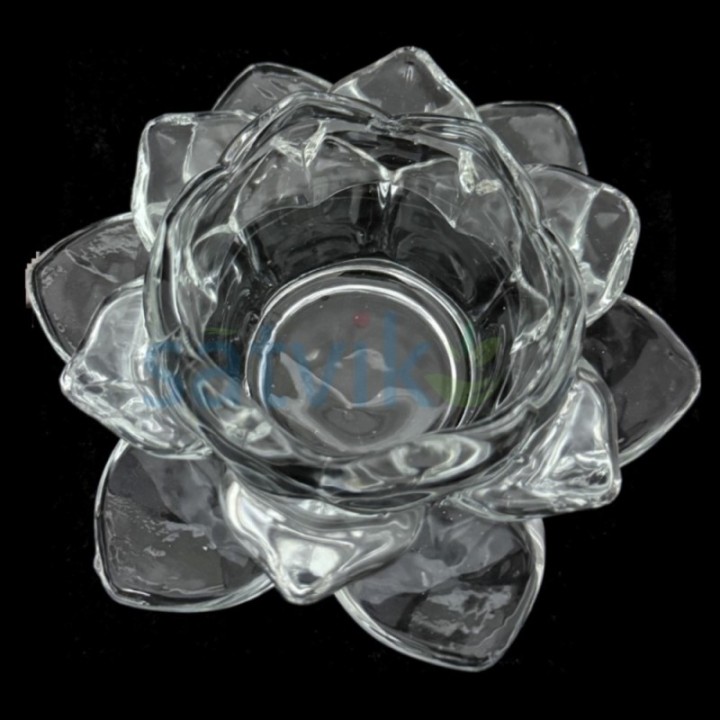 Satvik Lotus-Shaped Crystal Tea Light Candle Holder for Home Decor