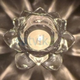 Satvik Lotus-Shaped Crystal Tea Light Candle Holder for Home Decor