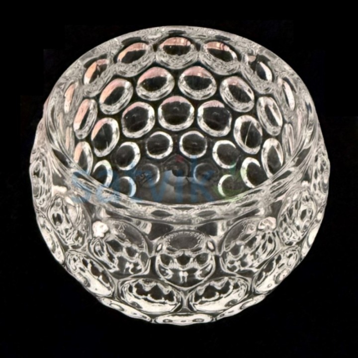 Satvik Crystal Glass Tea Light Candle Holder with Floral Pattern