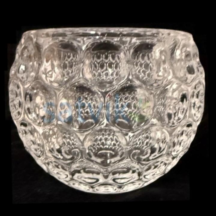 Satvik Crystal Glass Tea Light Candle Holder with Floral Pattern