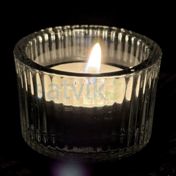 Satvik Crystal Glass Tea Ligh Candle Holder for Home Décor Diwali