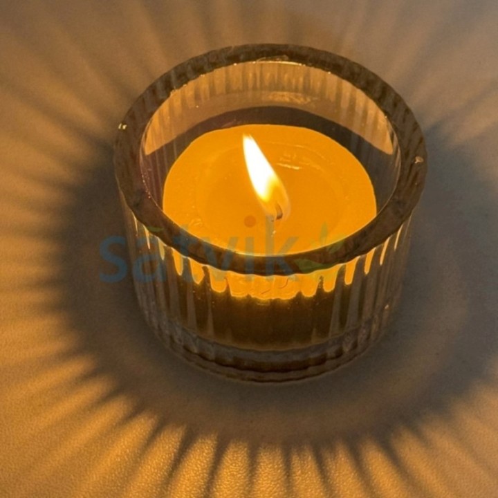 Satvik Crystal Glass Tea Ligh Candle Holder for Home Décor Diwali