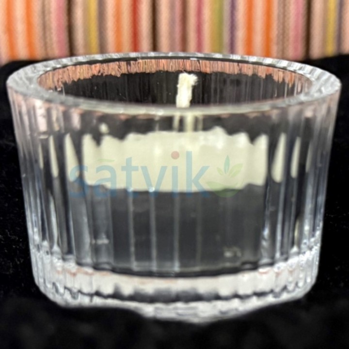 Satvik Crystal Glass Tea Ligh Candle Holder for Home Décor Diwali