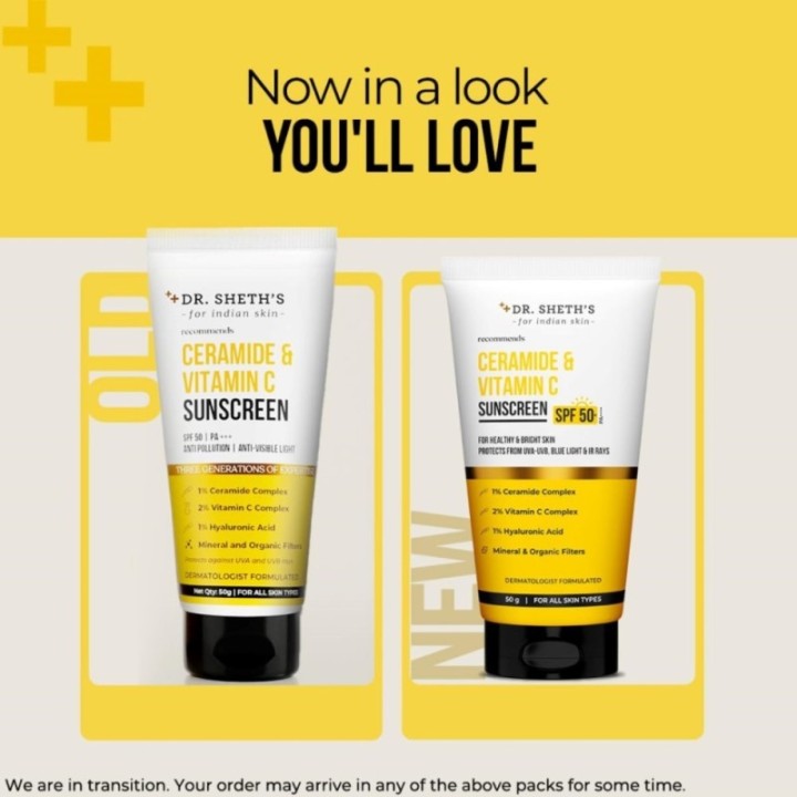 Dr. Sheth's Ceramide & Vitamin C Sunscreen SPF 50+ PA++++ In-Vivo