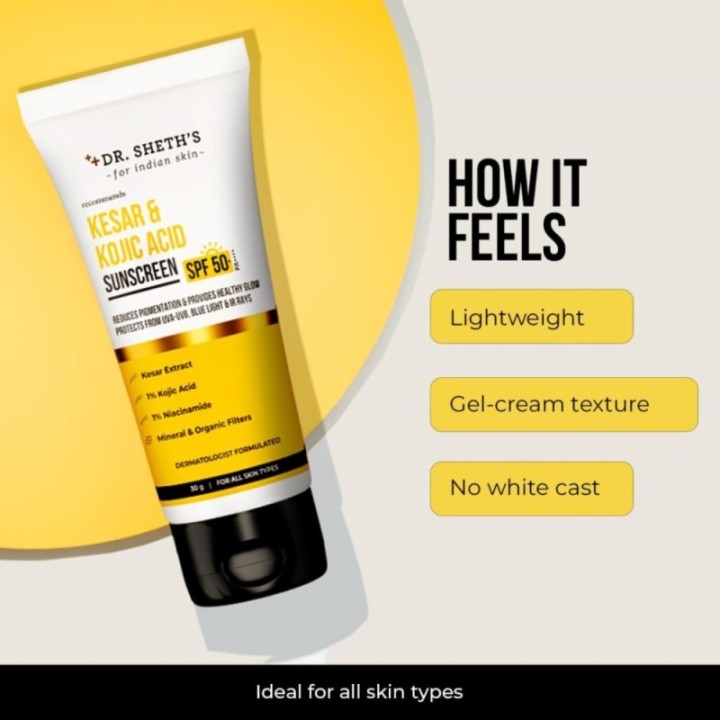 Dr. Sheth's Kesar & Kojic Acid Sunscreen SPF 50+ PA++++ In-Vivo