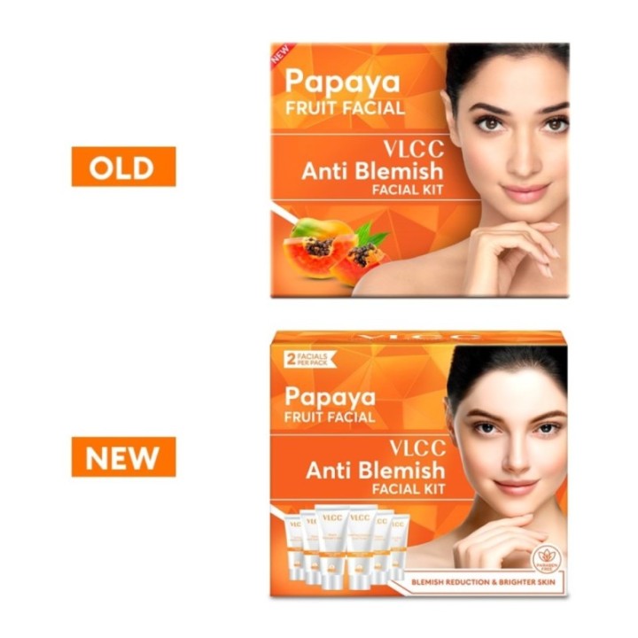 Vlcc Papaya Fruit Facial Kit, for Blemish Free Fairer Complexion 60g
