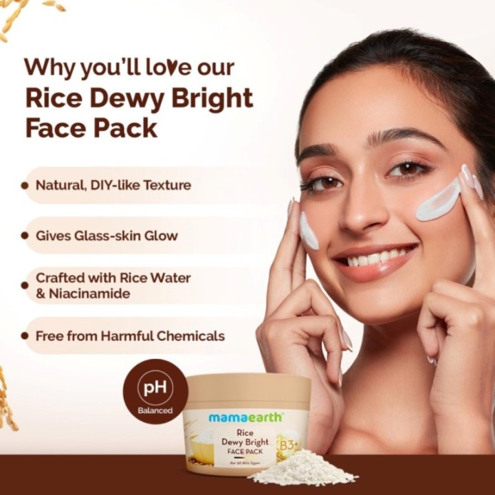 Mamaearth Rice Dewy Bright Face Pack with Rice Water & Niacinamide