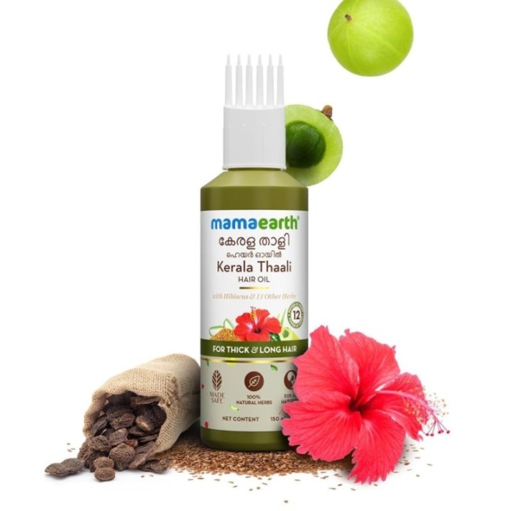 Mamaearth Kerala Thaali Hair Oil with Hibiscus, Bhringraj, Methi Dana