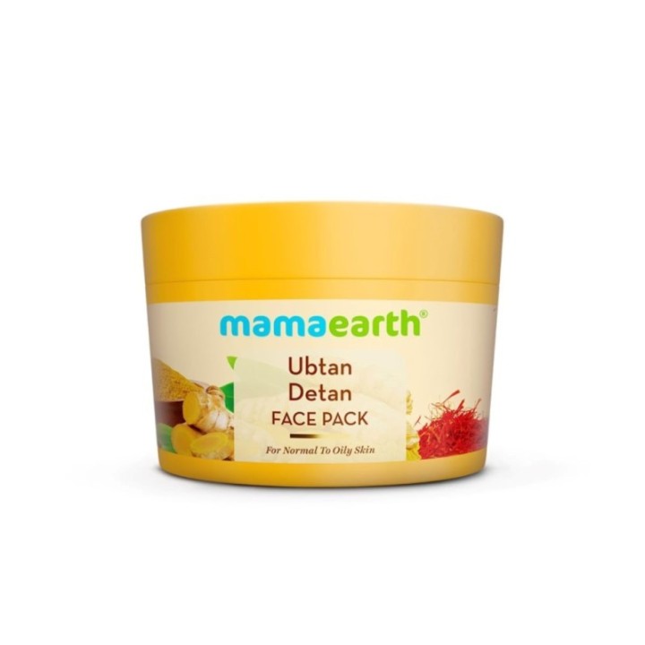 Mamaearth Ubtan Detan Face Pack with Turmeric & Saffron for Normal