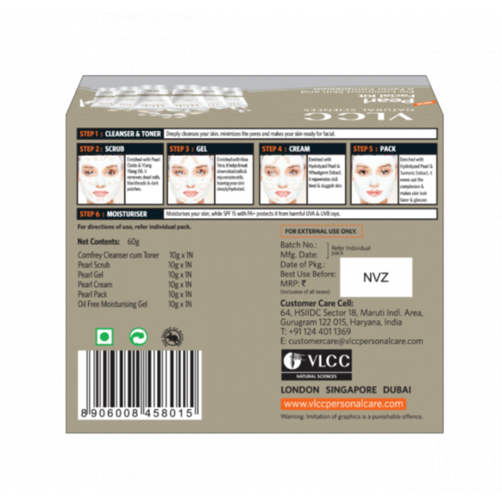 Vlcc Pearl Facial Kit, for Luminous Skin & Fairer Complexion 60g
