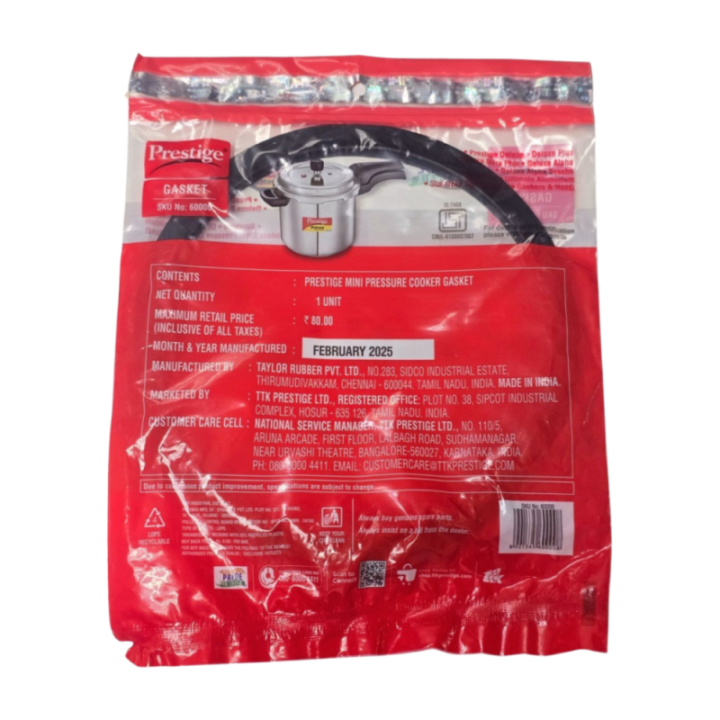 Prestige Stainless Steel Pressure Cooker Rubber Gasket, No Return