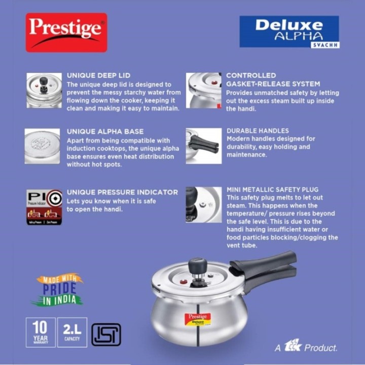 Prestige Stainless Steel Deluxe Alpha Svachh Outerlid Baby Handi