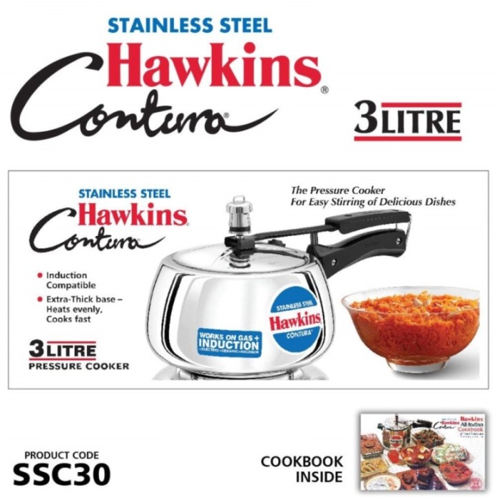 Hawkins Stainless Steel Contura Inner Lid Pressure Cooker Induction