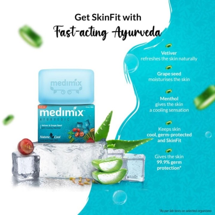 Medimix Ayurvedic Cool Bathing Soap with Menthol, Vetiver & Grape