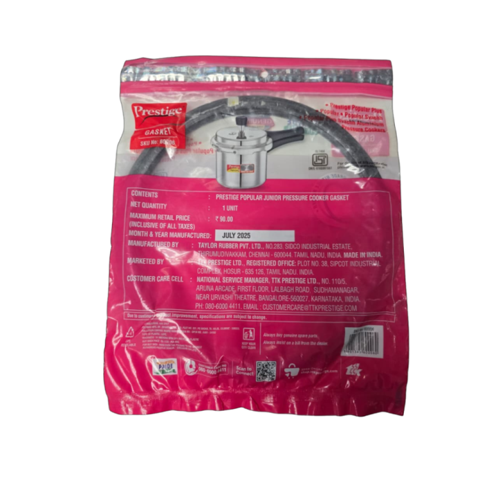 Prestige Aluminium Pressure Cooker Rubber Gasket 4,5, No Return 6l