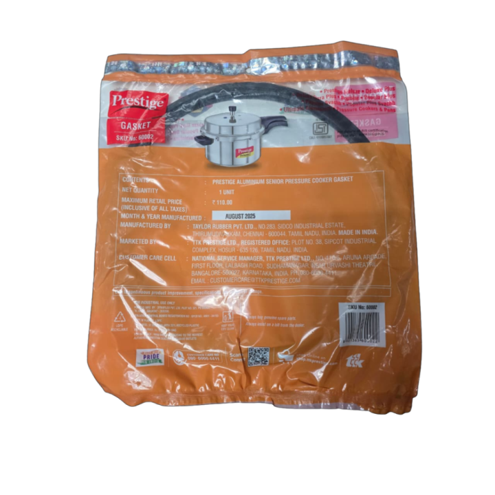 Prestige Aluminum Pressure Cooker Rubber Gasket 7.5,8.5,10,11,12, No