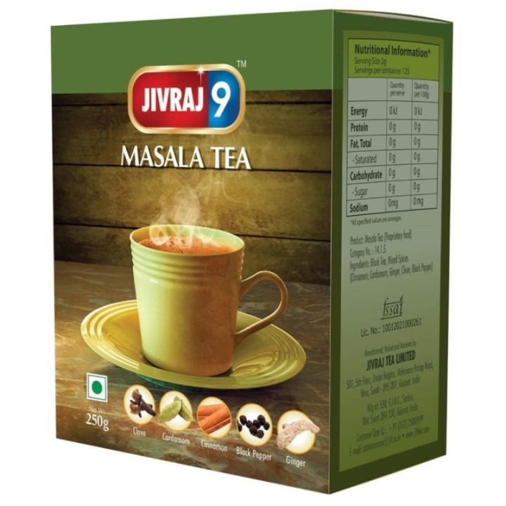 Jivraj 9 Masala Tea Powder with Cardamom, Cinnamon, Ginger, Clove