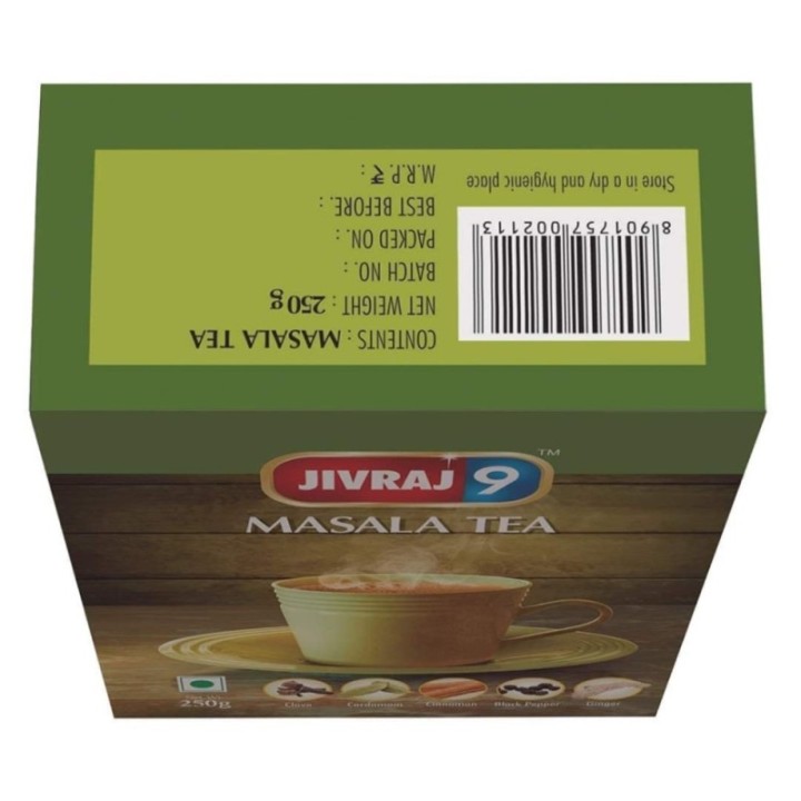 Jivraj 9 Masala Tea Powder with Cardamom, Cinnamon, Ginger, Clove