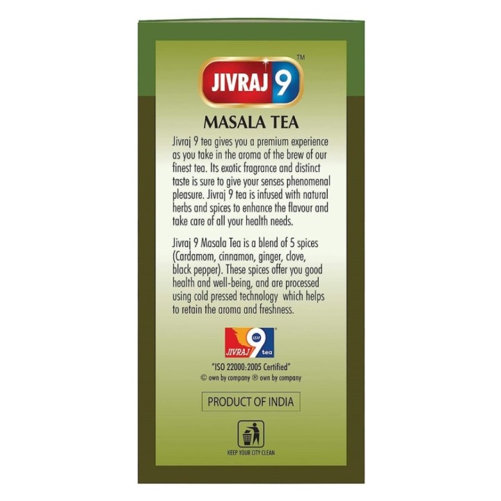 Jivraj 9 Masala Tea Powder with Cardamom, Cinnamon, Ginger, Clove
